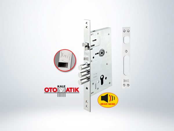 Kale Monoblok Otomatik Kilitlemeli Çelik Kapı Kilidi - KROM (SM Sarı Silindirli) - 60mm